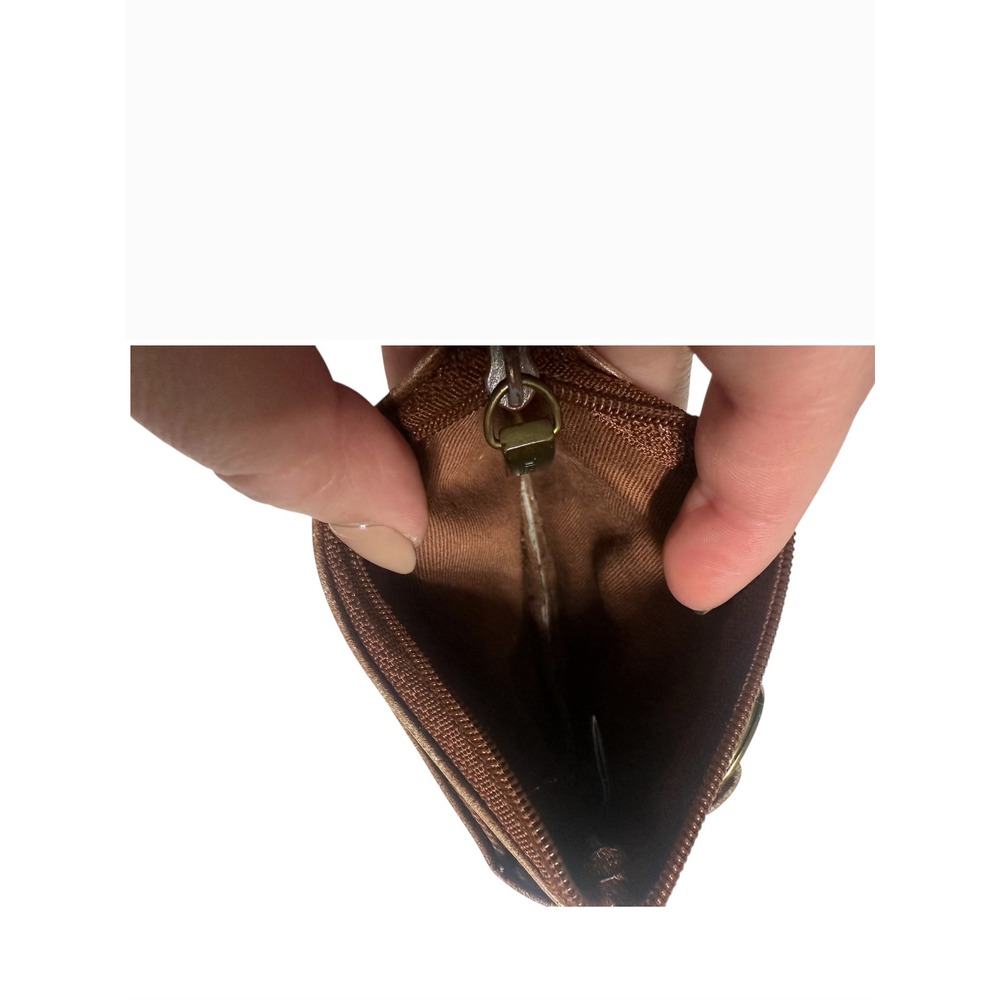 Fossil Patchwork Leather Coin Purse Card Holder Cheetah Print Zipper Key Ring - Picture 3 of 3